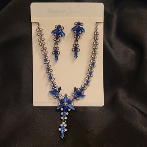 Blue and Silver Fashion Rhinestone Jewelry Set
